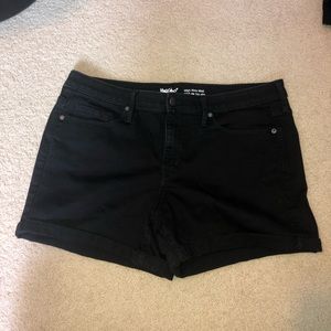 black high rise midi jean shorts!